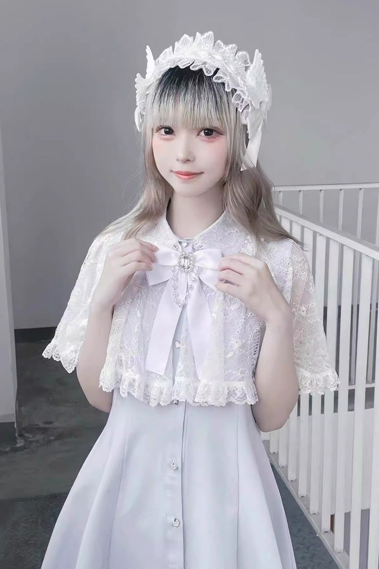 Lolita Dress - Lace Shawl Bowknot Chiffon, 2 Colors, Lace Trim, Bow Detail - additional product view 10