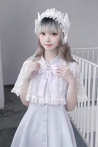 Lolita Dress - Lace Shawl Bowknot Chiffon, 2 Colors, Lace Trim, Bow Detail - additional product view 10