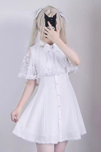 Lolita Dress - Lace Shawl Bowknot Chiffon, 2 Colors, Lace Trim, Bow Detail - main product image