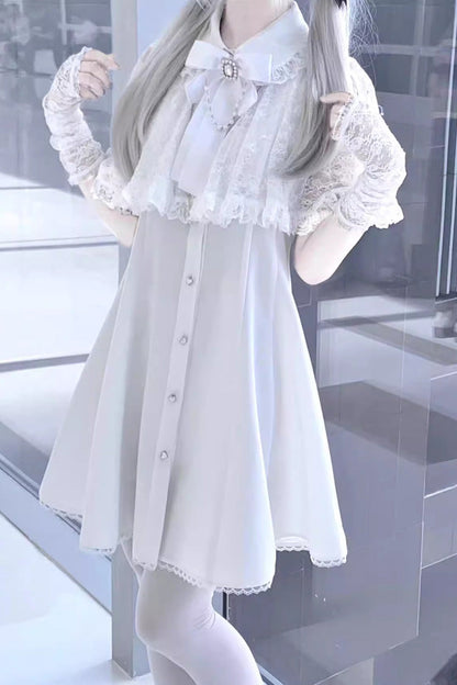 Lolita Dress - Lace Shawl Bowknot Chiffon, 2 Colors, Lace Trim, Bow Detail - XS Aqua / S Aqua / M Aqua option