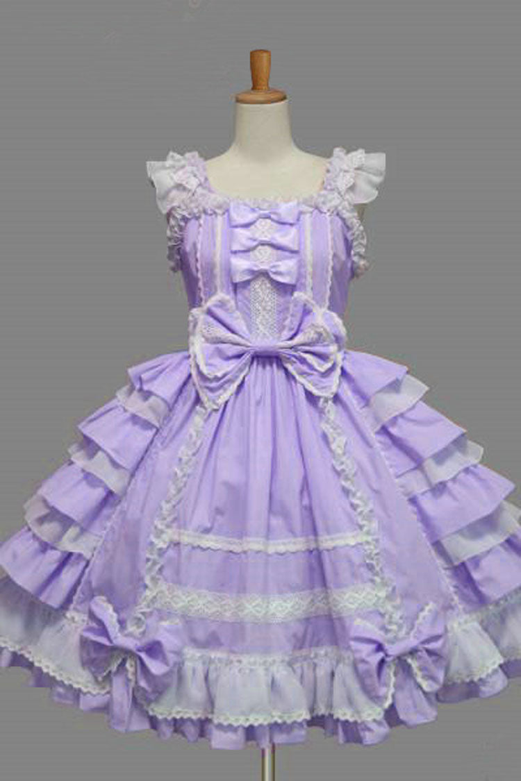 Lolita Dress - Lace Square Neck Cap, 5 Colors, Lace Trim, Ruffled, Sweet Style - XS Purple / S Purple / M Purple option