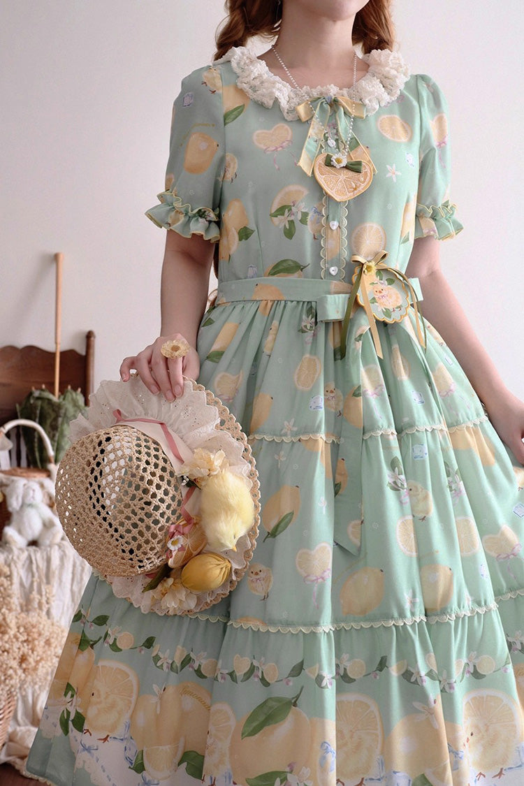 Lolita Dress - Lemon Chicken, Green, Printed, Sweet Style, Bow Detail - additional product view 2