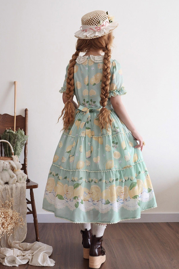 Lolita Dress - Lemon Chicken, Green, Printed, Sweet Style, Bow Detail - additional product view 4