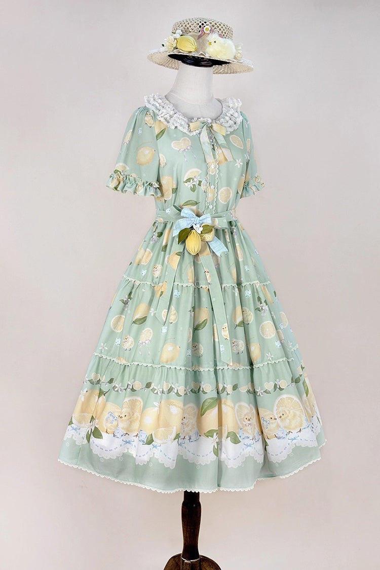 Lolita Dress - Lemon Chicken, Green, Printed, Sweet Style, Bow Detail - additional product view 9
