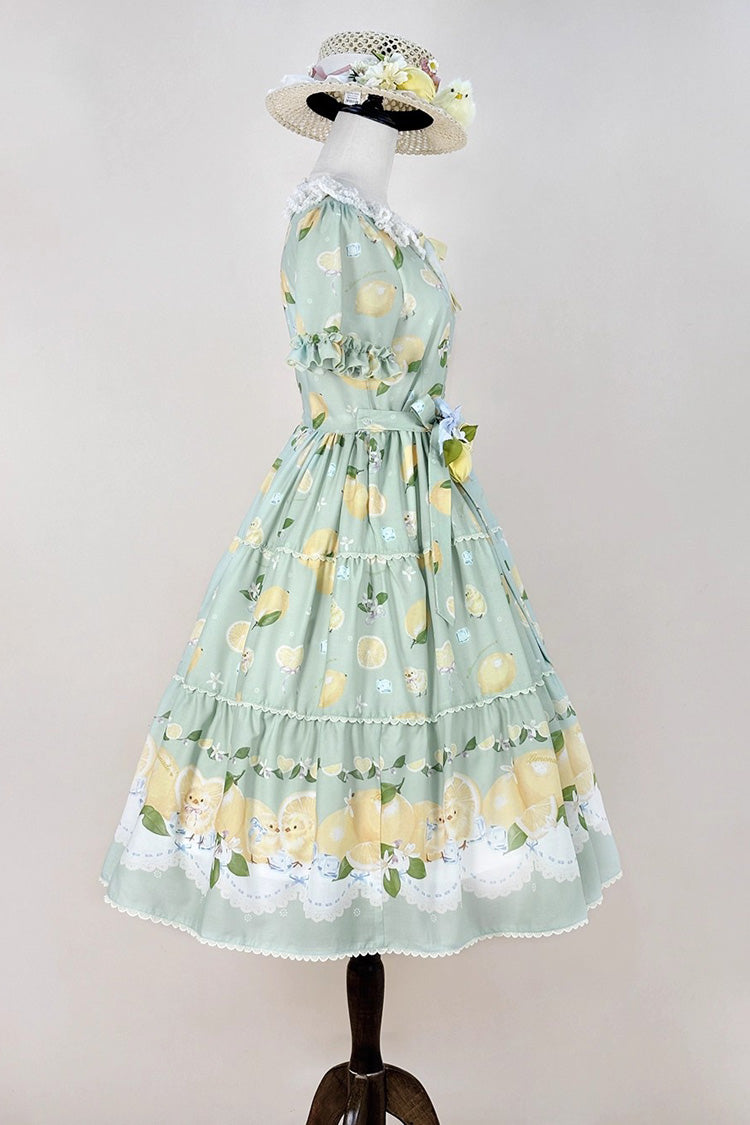 Lolita Dress - Lemon Chicken, Green, Printed, Sweet Style, Bow Detail - additional product view 10