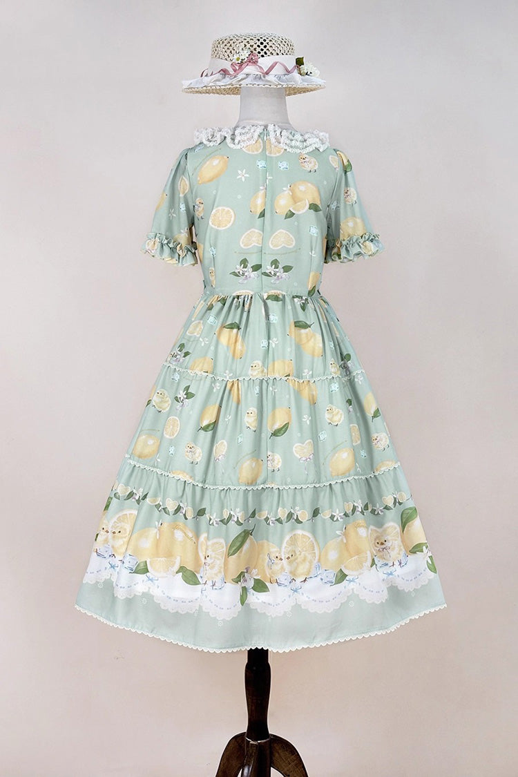Lolita Dress - Lemon Chicken, Green, Printed, Sweet Style, Bow Detail - additional product view 11