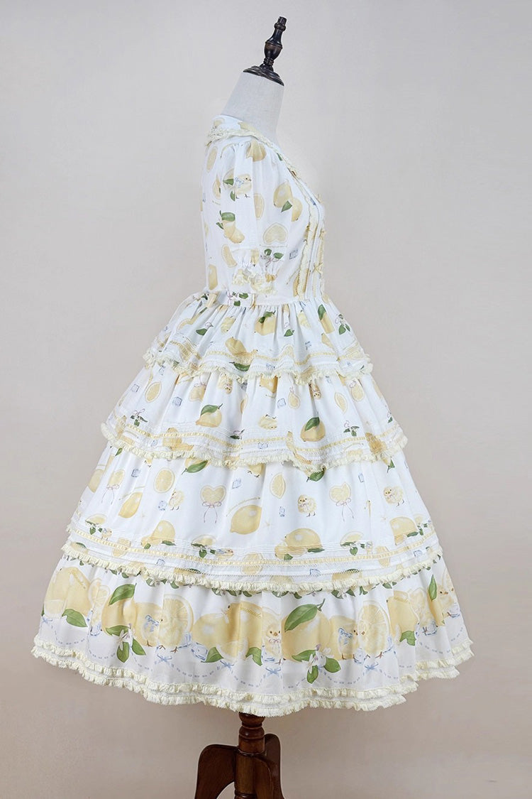 Lolita Dress - Lemon Chicken, White, Printed, Layered, Sweet Style - additional product view 7