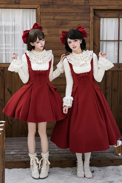 Lolita Dress - Letters And Poems · Velvet Rose, Red, Embroidered, Classic Style - additional product view 2