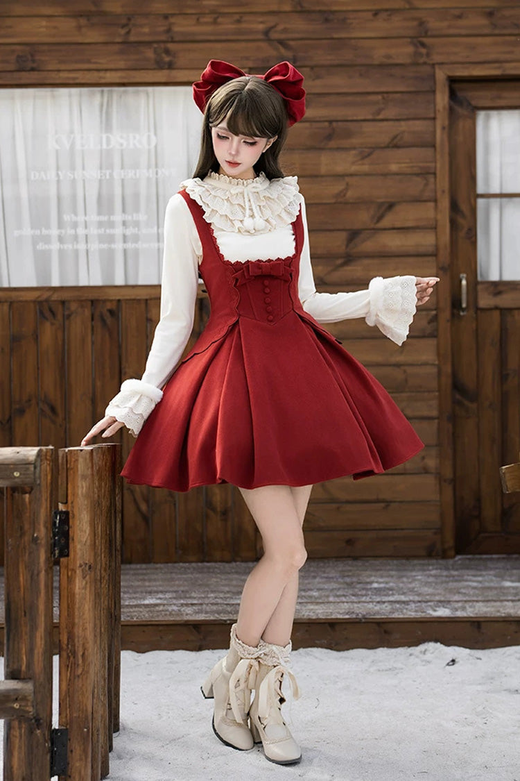 Lolita Dress - Letters And Poems · Velvet Rose, Red, Embroidered, Classic Style - additional product view 3