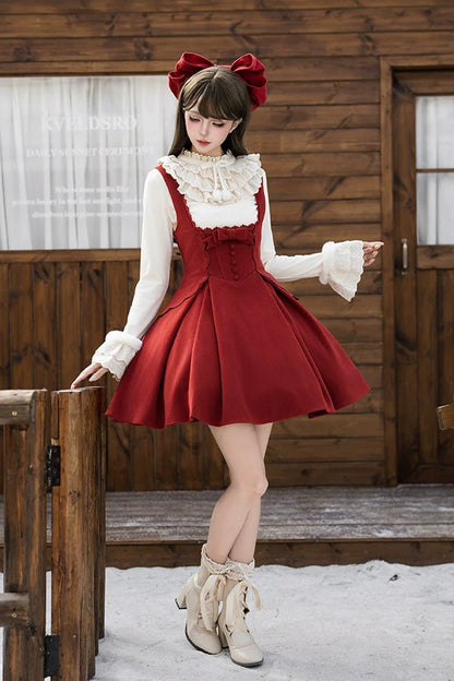 Lolita Dress - Letters And Poems · Velvet Rose, Red, Embroidered, Classic Style - additional product view 3