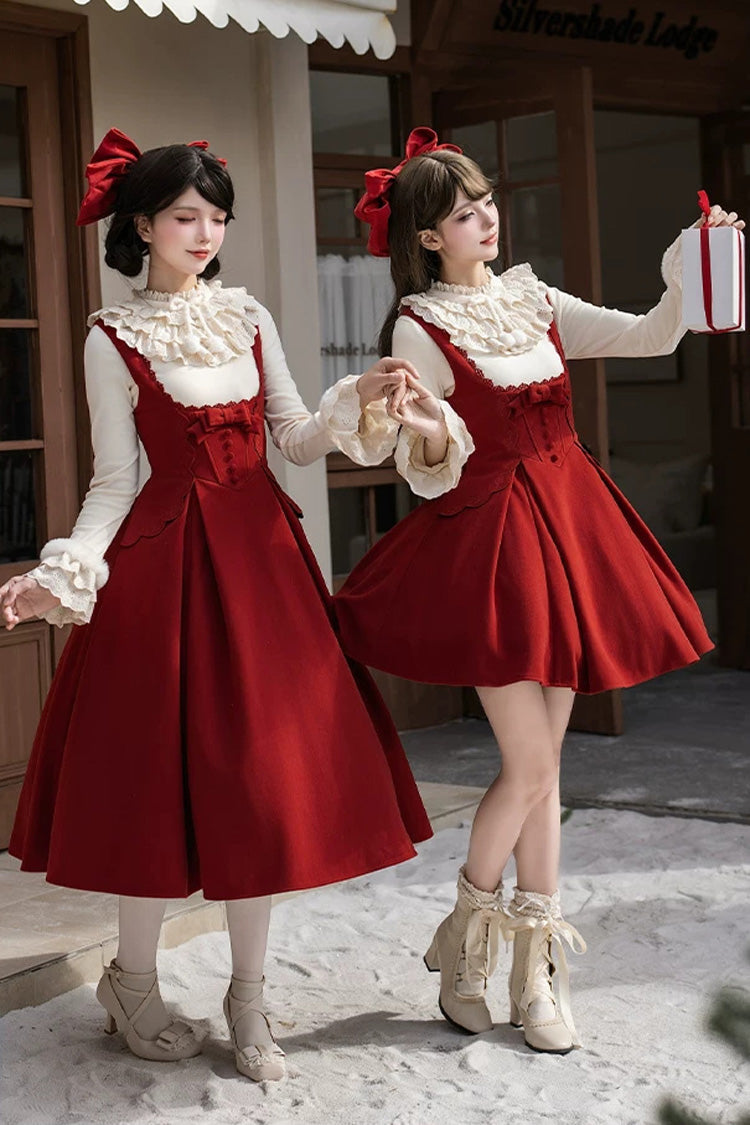 Lolita Dress - Letters And Poems · Velvet Rose, Red, Embroidered, Classic Style - additional product view 4