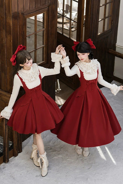 Lolita Dress - Letters And Poems · Velvet Rose, Red, Embroidered, Classic Style - additional product view 8