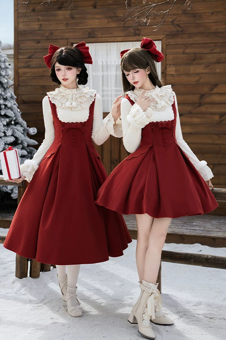 Lolita Dress - Letters And Poems · Velvet Rose, Red, Embroidered, Classic Style - main product image