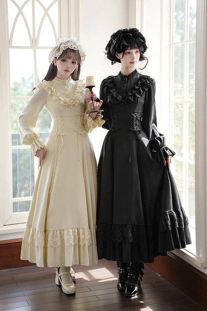 Lolita Dress - Letters & Poems · Day And Night, 2 Colors, Stand Collar, Lace-Up - additional product view 3