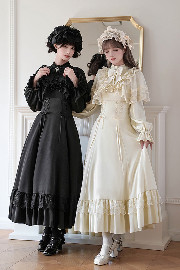 Lolita Dress - Letters & Poems · Day And Night, 2 Colors, Stand Collar, Lace-Up - additional product view 9