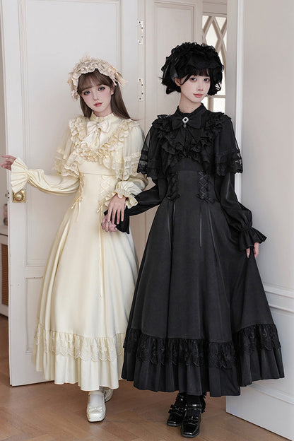 Lolita Dress - Letters & Poems · Day And Night, 2 Colors, Stand Collar, Lace-Up - additional product view 11