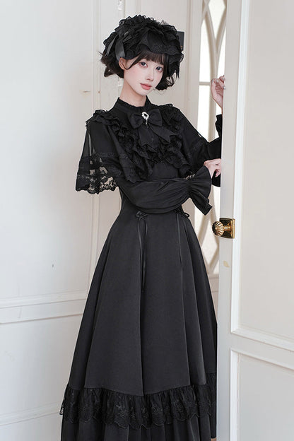 Lolita Dress - Letters & Poems · Day And Night, 2 Colors, Stand Collar, Lace-Up - additional product view 12