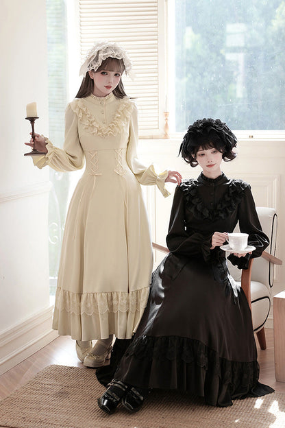 Lolita Dress - Letters & Poems · Day And Night, 2 Colors, Stand Collar, Lace-Up - additional product view 14
