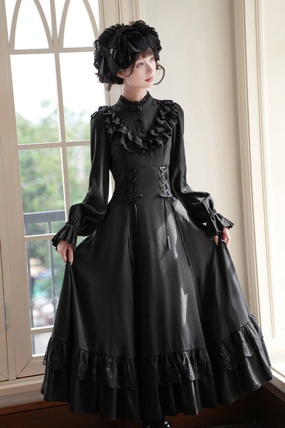 Lolita Dress - Letters & Poems · Day And Night, 2 Colors, Stand Collar, Lace-Up - additional product view 22