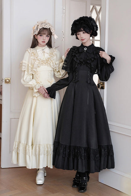 Lolita Dress - Letters & Poems · Day And Night, 2 Colors, Stand Collar, Lace-Up - main product image