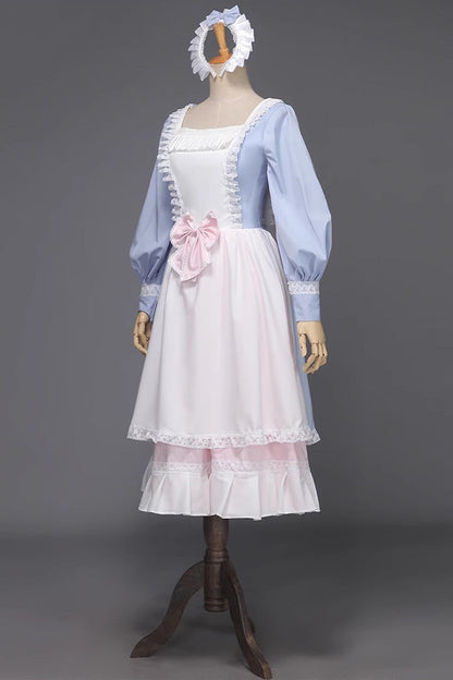 Lolita Dress - Light Blue, Blue, Bow Detail, Ruffled, Long Sleeves - additional product view 2