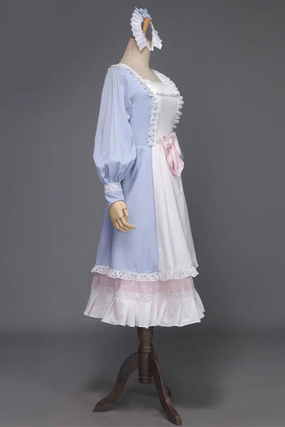 Lolita Dress - Light Blue, Blue, Bow Detail, Ruffled, Long Sleeves - additional product view 3