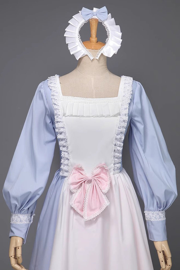 Lolita Dress - Light Blue, Blue, Bow Detail, Ruffled, Long Sleeves - additional product view 4