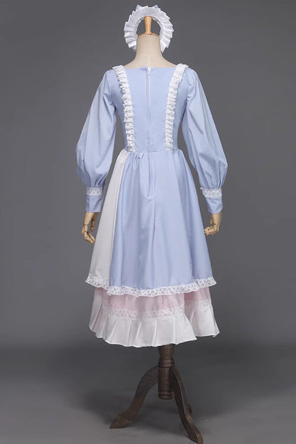 Lolita Dress - Light Blue, Blue, Bow Detail, Ruffled, Long Sleeves - additional product view 5