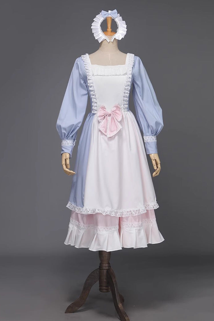 Lolita Dress - Light Blue, Blue, Bow Detail, Ruffled, Long Sleeves - main product image