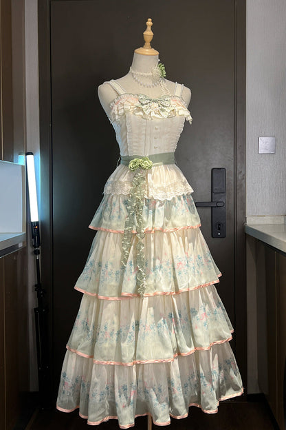 Lolita Dress - Lilac Thoughts, Green, Ruffled, Printed, Layered - additional product view 4