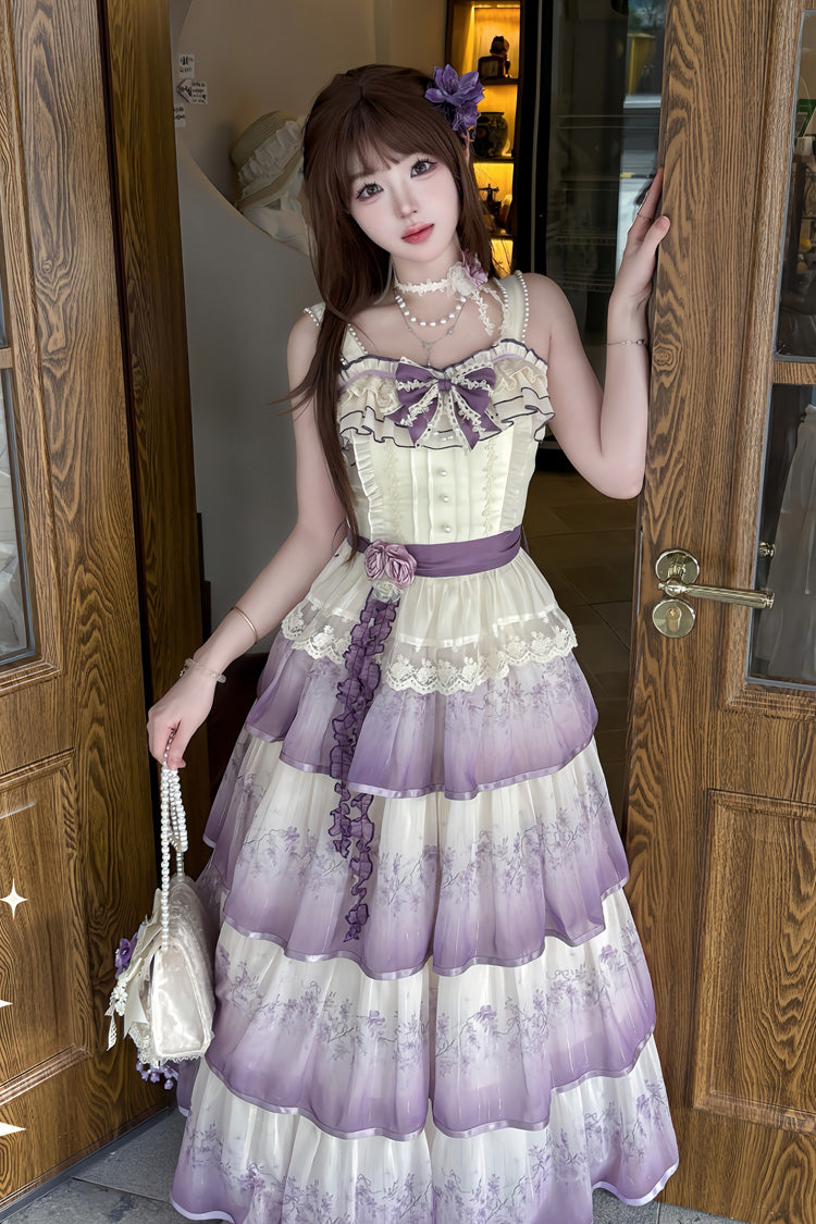 Lolita Dress - Lilac Thoughts, Purple, Lace Trim, Ruffled, Printed - additional product view 2