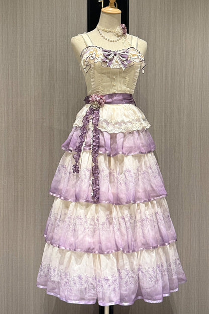 Lolita Dress - Lilac Thoughts, Purple, Lace Trim, Ruffled, Printed - additional product view 4