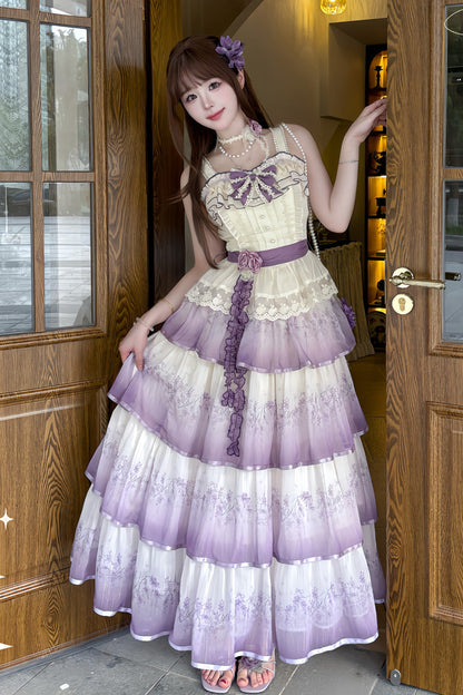 Lolita Dress - Lilac Thoughts, Purple, Lace Trim, Ruffled, Printed - additional product view 5