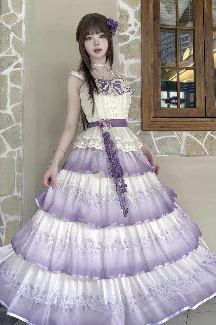 Lolita Dress - Lilac Thoughts, Purple, Lace Trim, Ruffled, Printed - additional product view 6