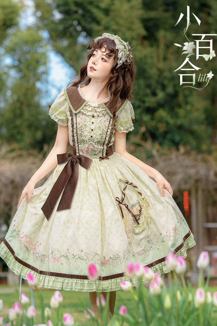 Lolita Dress - Lily, 2 Colors, Embroidered, Sweet Style, Bow Detail - additional product view 7