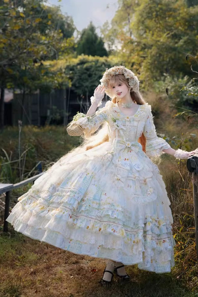 Lolita Dress - Little Daisy, Green, Plus Size, Printed, Layered - additional product view 5