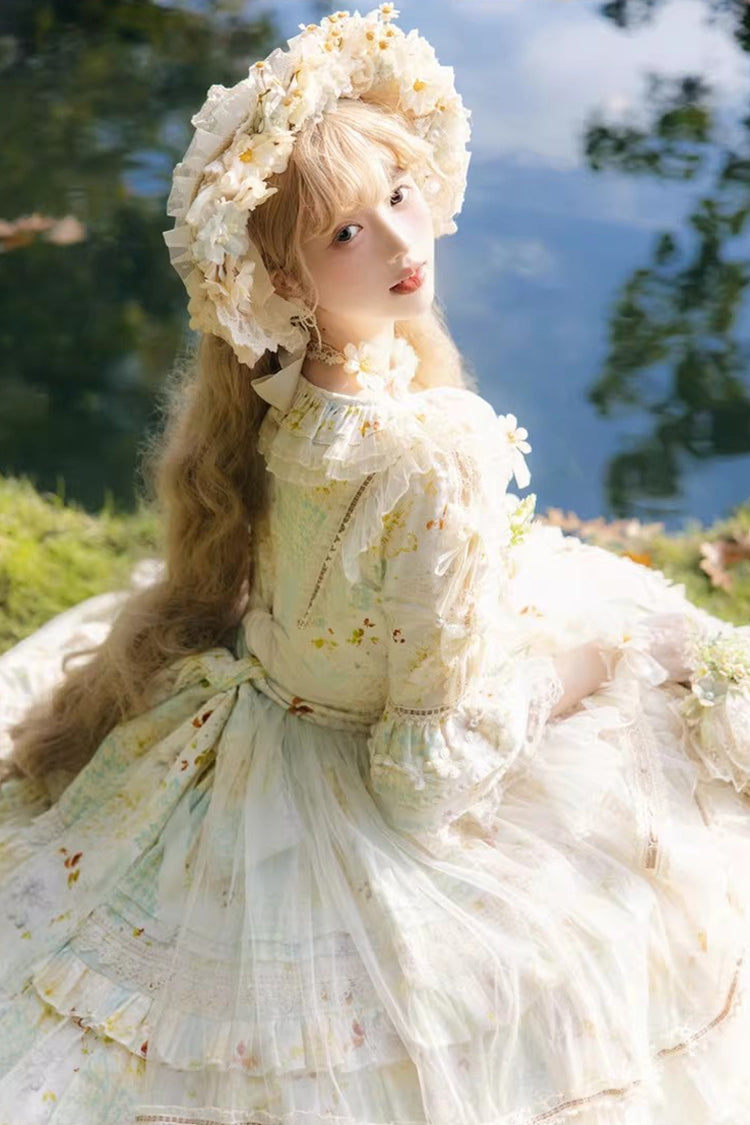 Lolita Dress - Little Daisy, Green, Plus Size, Printed, Layered - additional product view 7