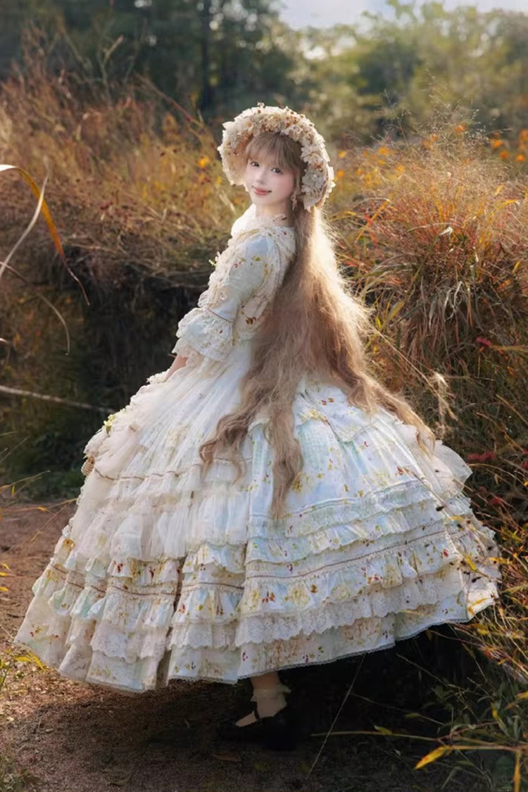 Lolita Dress - Little Daisy, Green, Plus Size, Printed, Layered - additional product view 8