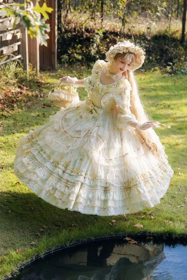 Lolita Dress - Little Daisy, Green, Plus Size, Printed, Layered - additional product view 11