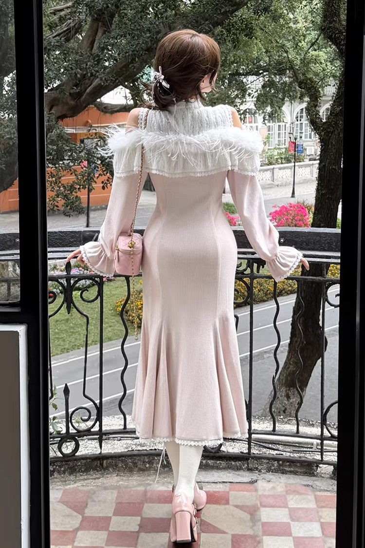 Lolita Dress - Little Love Song, Pink, Long Length, Stand Collar, Lace Trim - additional product view 3