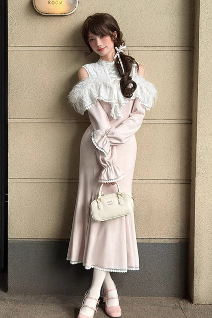 Lolita Dress - Little Love Song, Pink, Long Length, Stand Collar, Lace Trim - additional product view 5