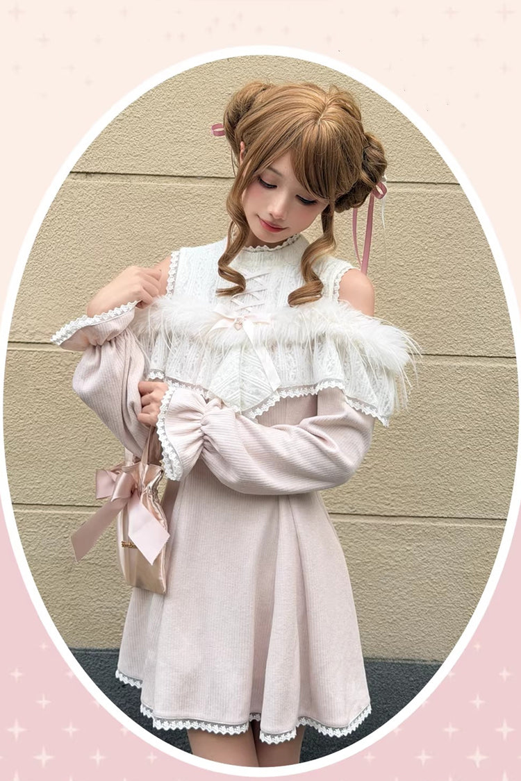 Lolita Dress - Little Love Song, Pink, Stand Collar, Long Sleeves, Sweet Style - additional product view 2
