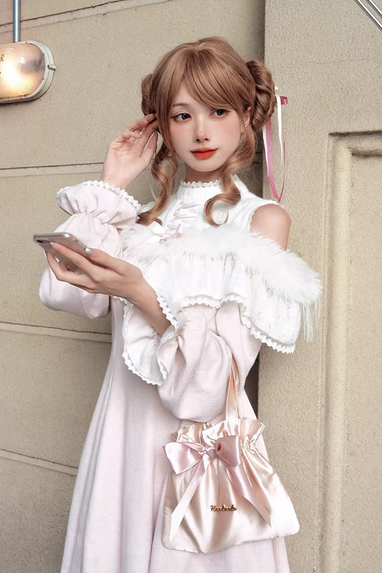 Lolita Dress - Little Love Song, Pink, Stand Collar, Long Sleeves, Sweet Style - additional product view 4