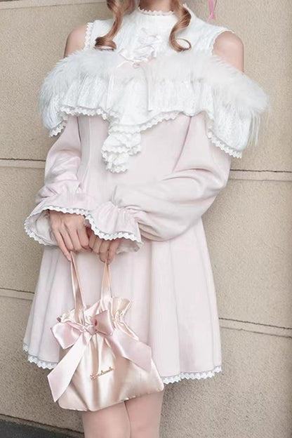 Lolita Dress - Little Love Song, Pink, Stand Collar, Long Sleeves, Sweet Style - additional product view 5