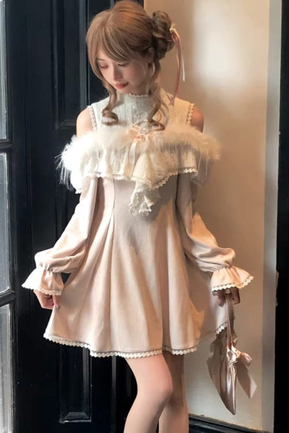 Lolita Dress - Little Love Song, Pink, Stand Collar, Long Sleeves, Sweet Style - main product image