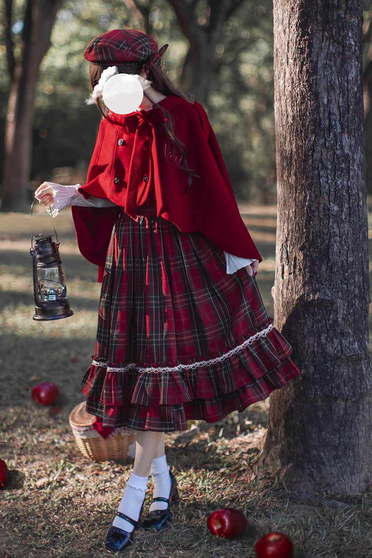 Lolita Dress - Little Red Riding Hood, Red, Plaid, Ruffled, Printed - additional product view 3