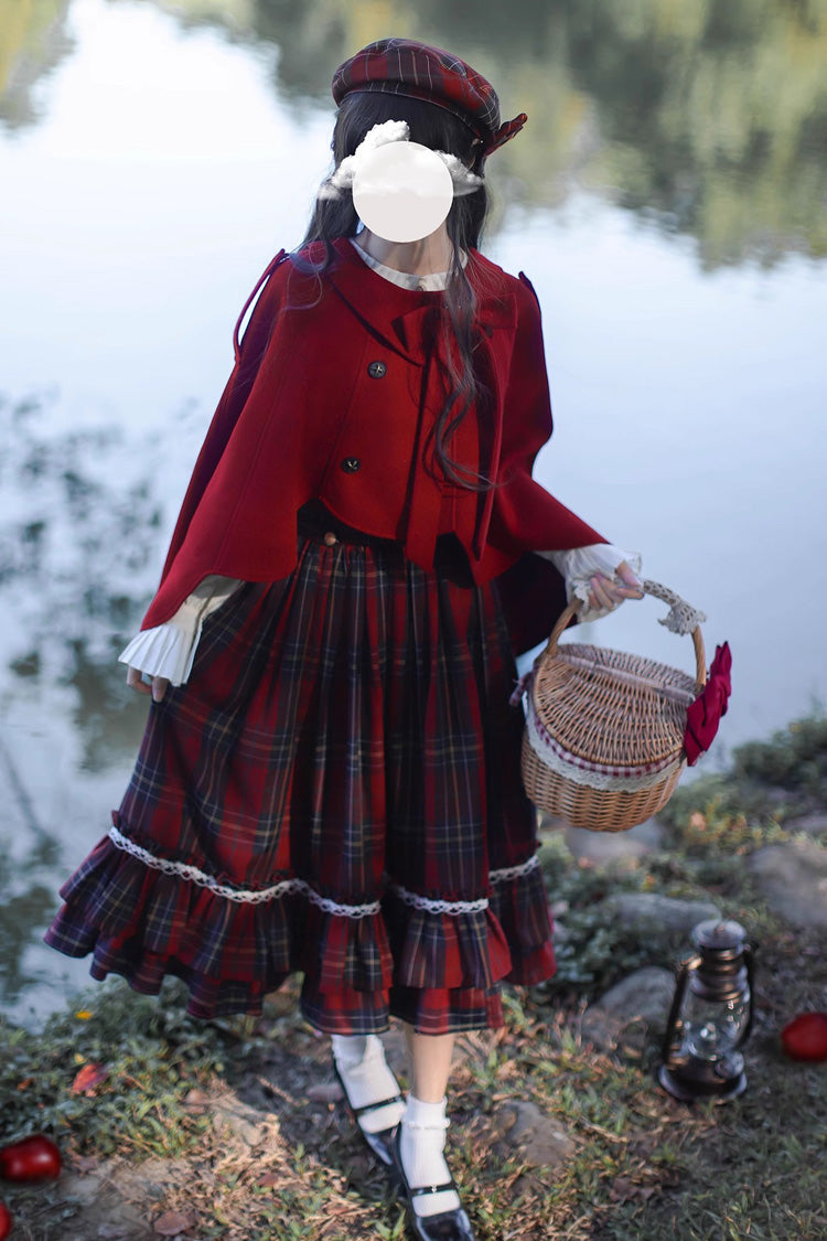 Lolita Dress - Little Red Riding Hood, Red, Plaid, Ruffled, Printed - additional product view 6