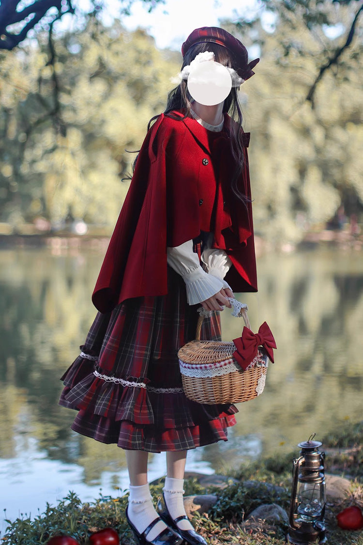 Lolita Dress - Little Red Riding Hood, Red, Plaid, Ruffled, Printed - additional product view 7