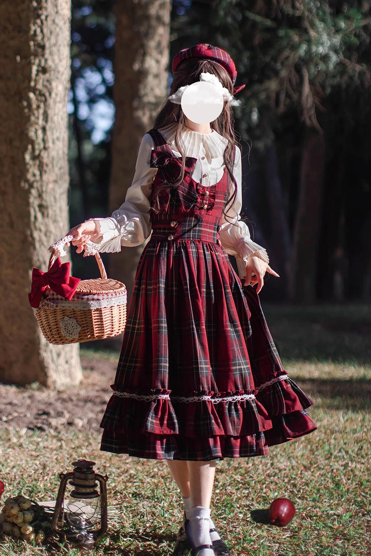 Lolita Dress - Little Red Riding Hood, Red, Plaid, Ruffled, Printed - additional product view 8