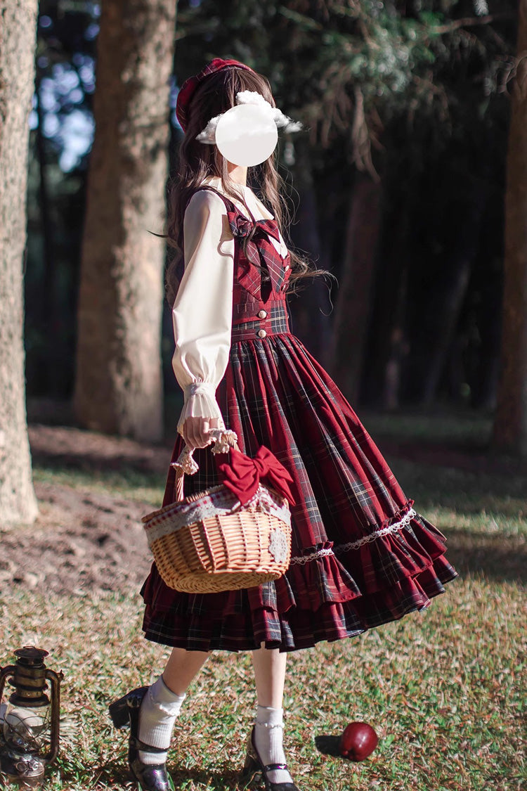 Lolita Dress - Little Red Riding Hood, Red, Plaid, Ruffled, Printed - additional product view 9